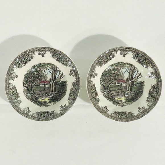 4 Bowls  FRIENDLY VILLAGE by JOHNSON BROS STONE WALL 5" x 1" Berry\Fruit Portion - Picture 1 of 4